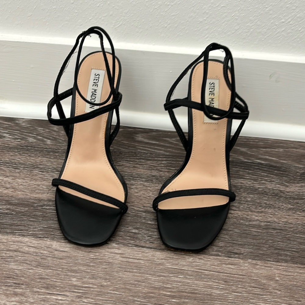 Strappy black heels